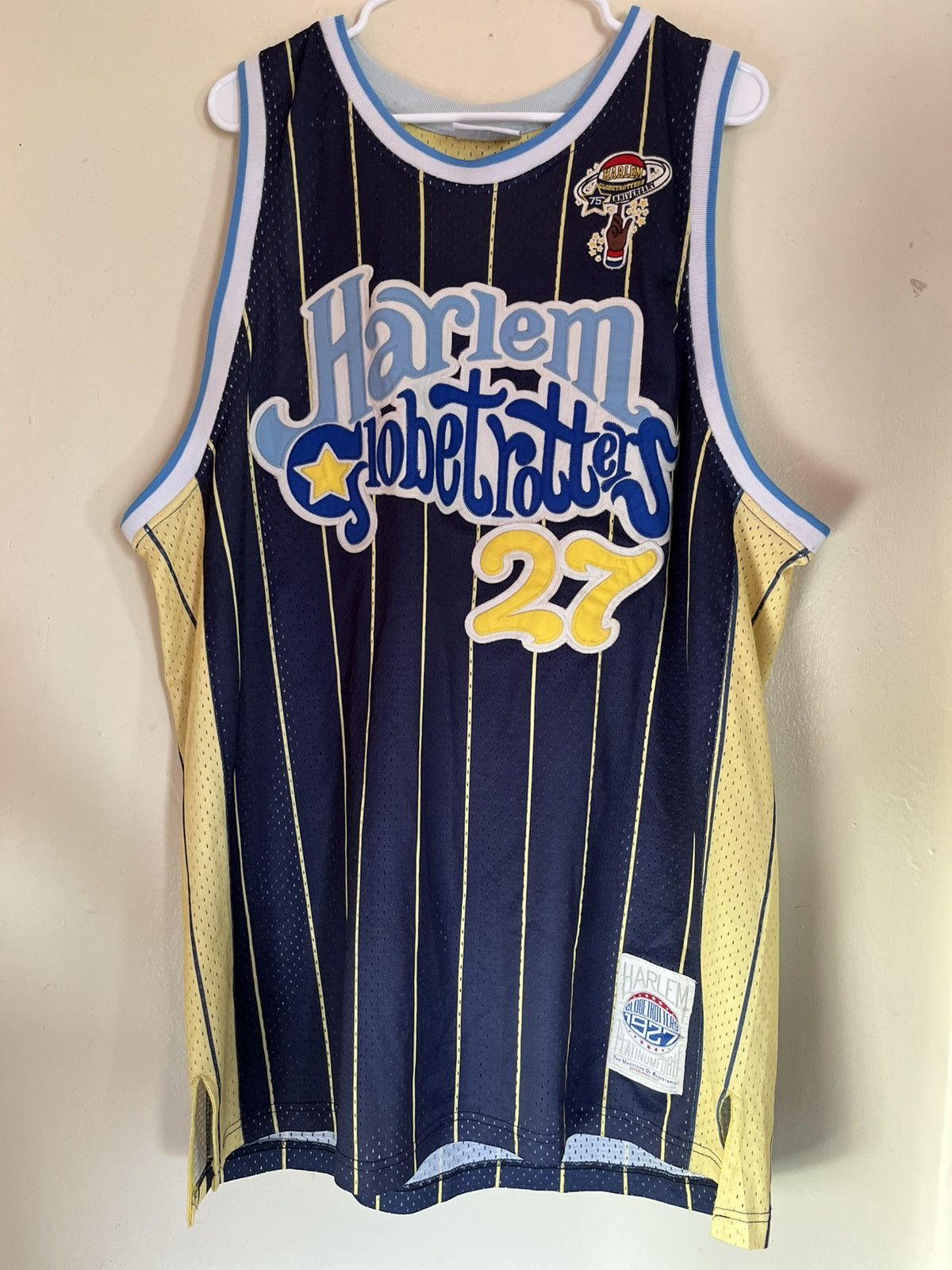 Vintage Y2K Fubu Globetrotters Jersey Curley 2X Pinstripe in Blue, Men's (Size 2XL)