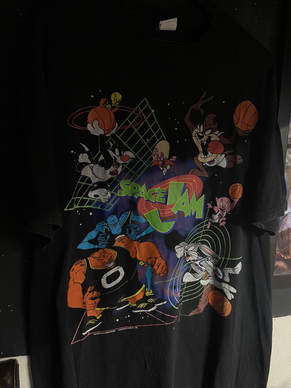 Vintage 1996 Space Jam Movie Looney Tunes T-Shirt Adult XL in Black, Men's
