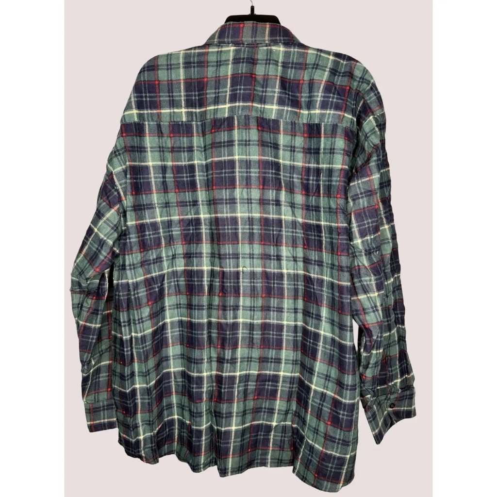 Vintage Wilderness Flannel Shirt Mens 3xl Multicolor Plaid Button-Up Long Sleeve Collared Cotton Blend Ramie Old Stock Vintage Nit, Men's (Size Xxl)
