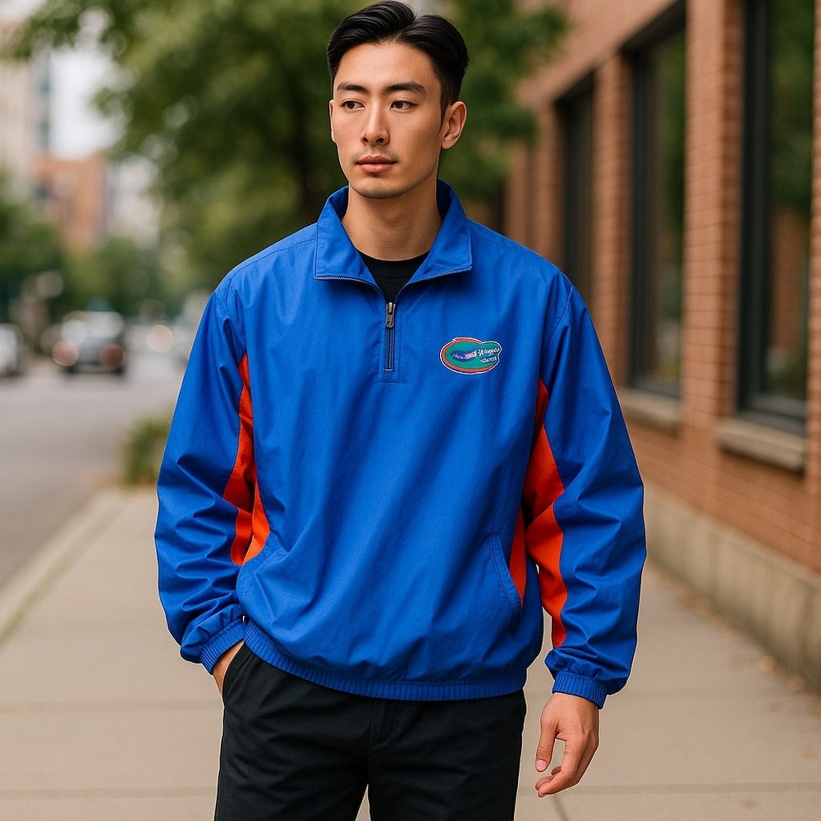 Vintage NCAA Florida Gators Quarter Zip Windbreaker Large in Blue, Men's