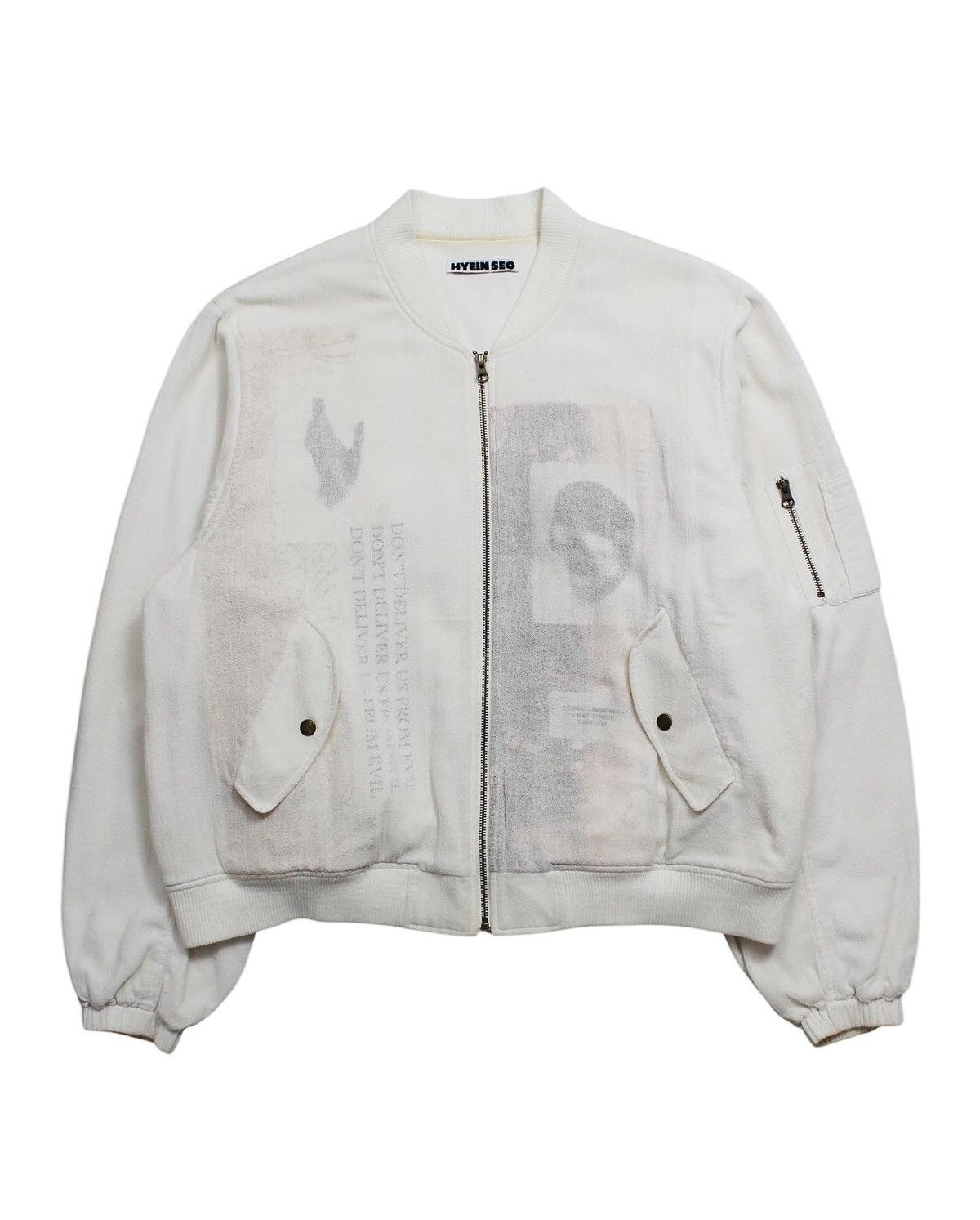 Ss2018 Hyein Seo Linen Layered Bomber Jacket in White, Men's (Size XL)