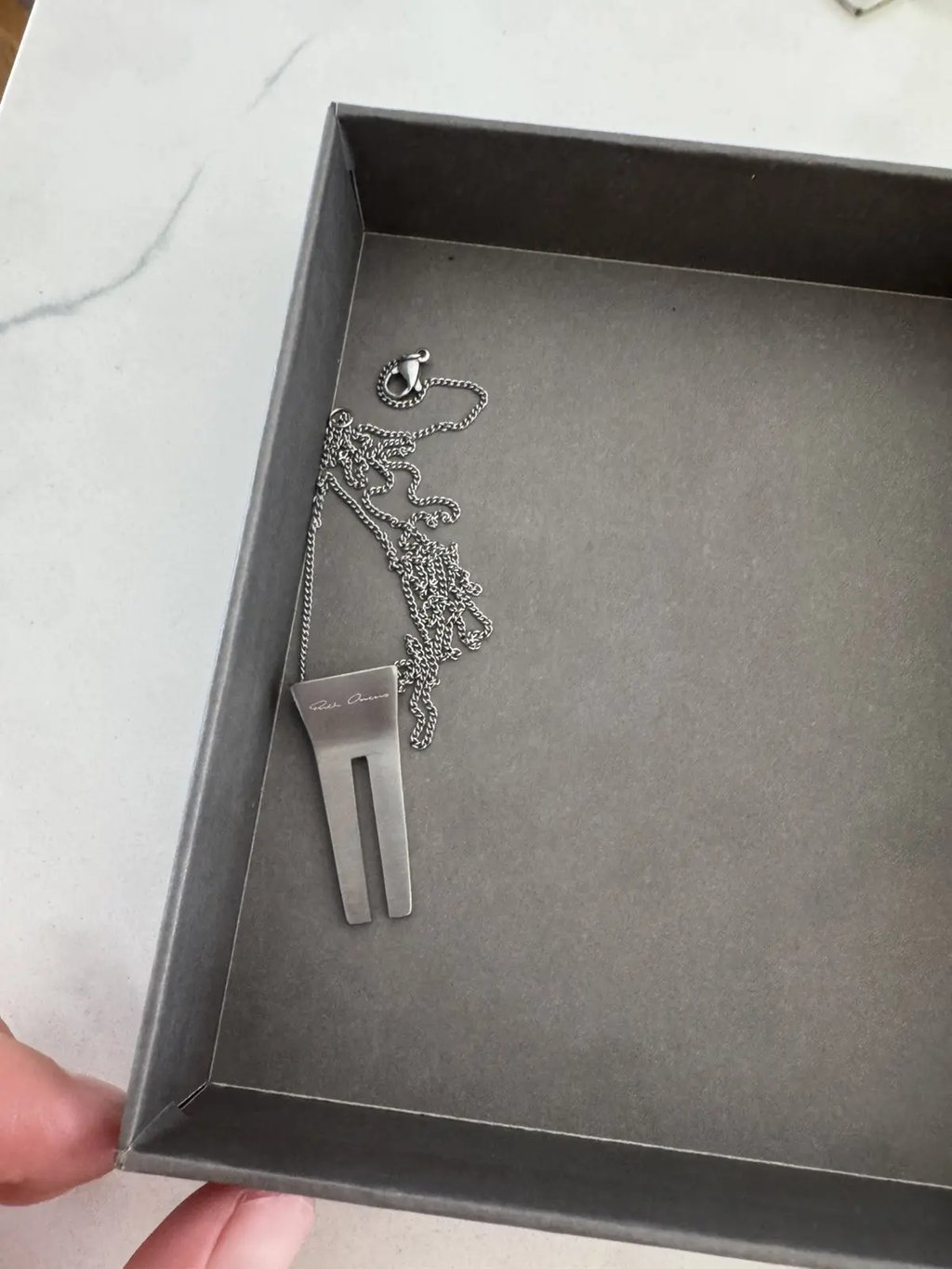 Open Trunk Necklace in Silver, Men's