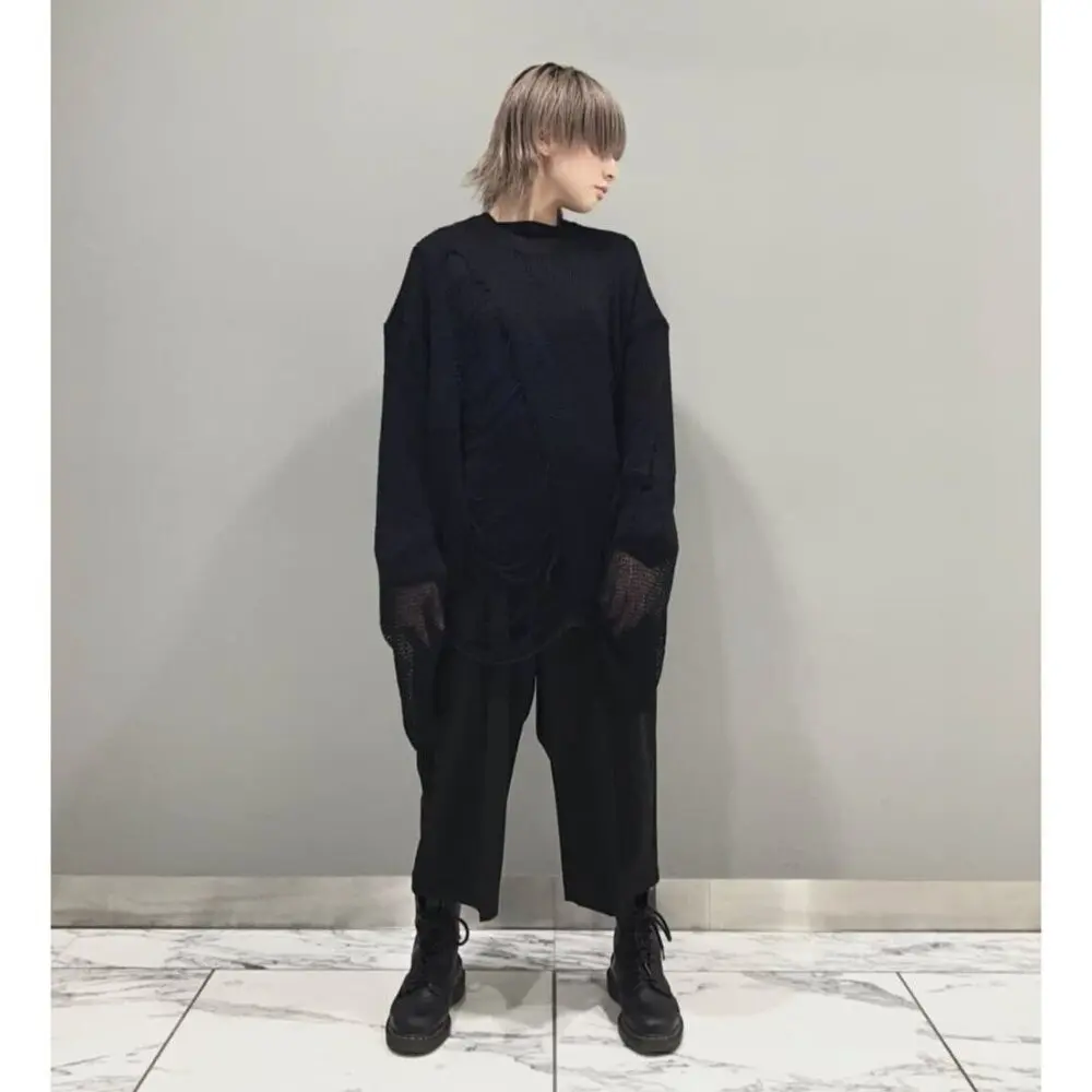 Y's .... Yohji Yamamoto Damage Watermark Pullover Japan 3 M in Black, Men's (Size Medium)