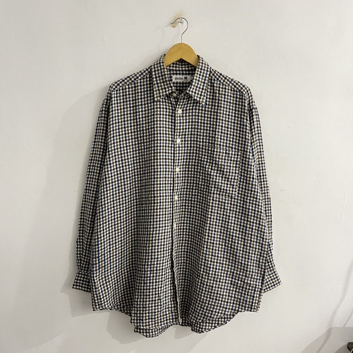 Issey Miyake Gingham Checked Button Up Shirt, Men's (Size Large)