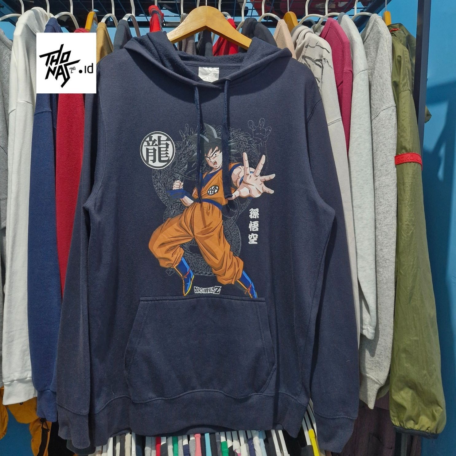 Anime Dragon Ball Z Son Goku Hoodie in Blue, Men's (Size Large)