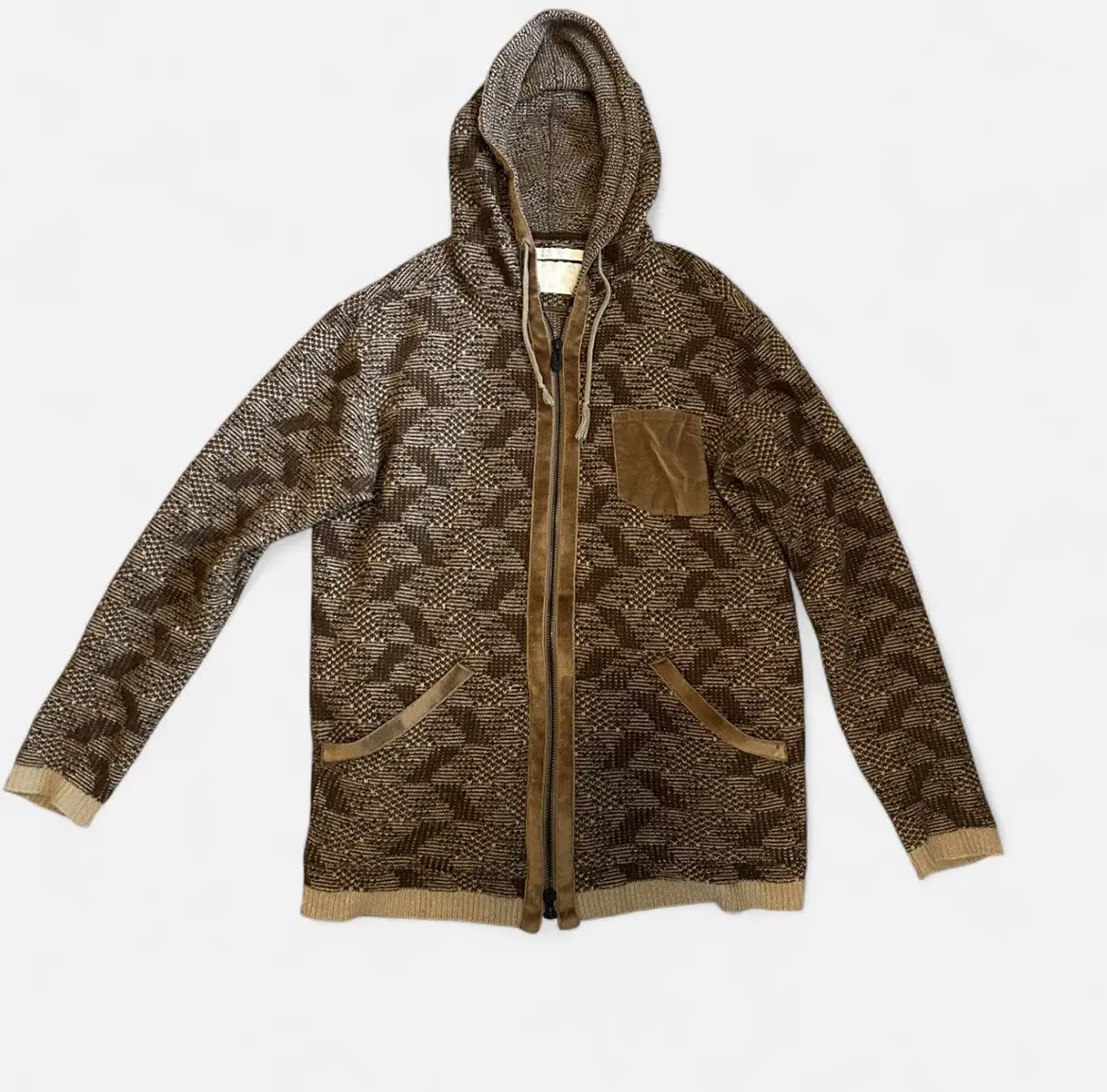 2013 Aw White Mountaineering Angora Knit Zip-Up in Brown, Men's (Size Large)