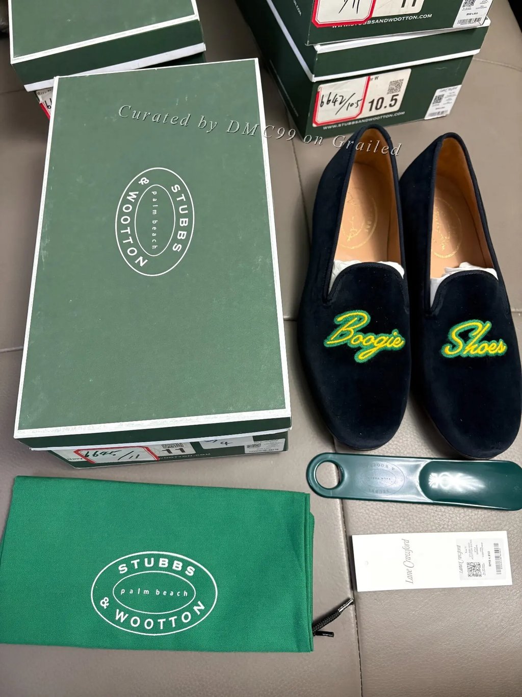 Stubbs & Wootton Velvet Embroidered Loafers in Blue, Men's (Size 11)