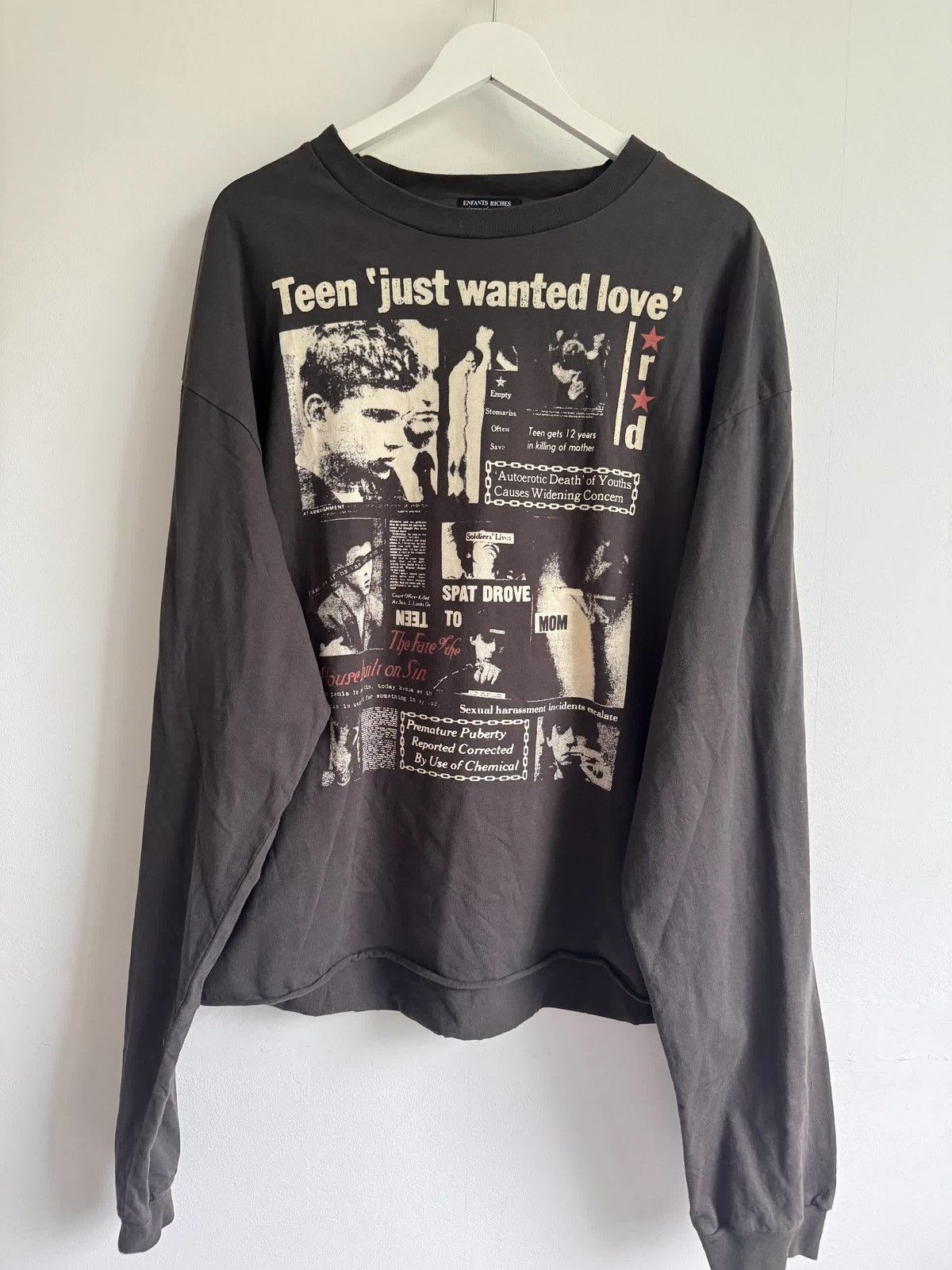 Erd Enfants Riches Deprimes Longsleeve Teen Just Wanted Love in Black, Men's (Size XL)