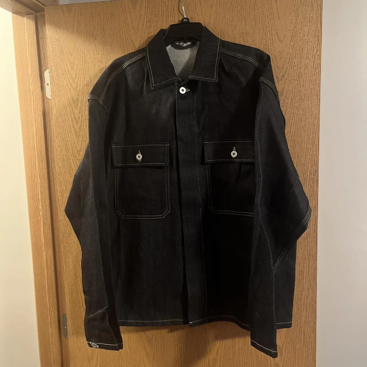 Los Angeles Apparel Season 6 Workwear Button Up Shirt Raw Denim Sample Size M in Blue, Men's