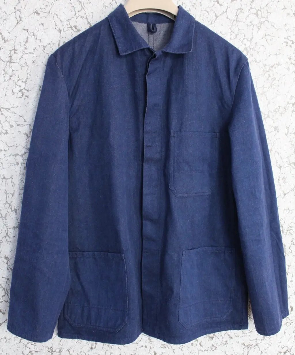 Vintage French Workwear Chore Jacket Size M - L in Blue, Men's
