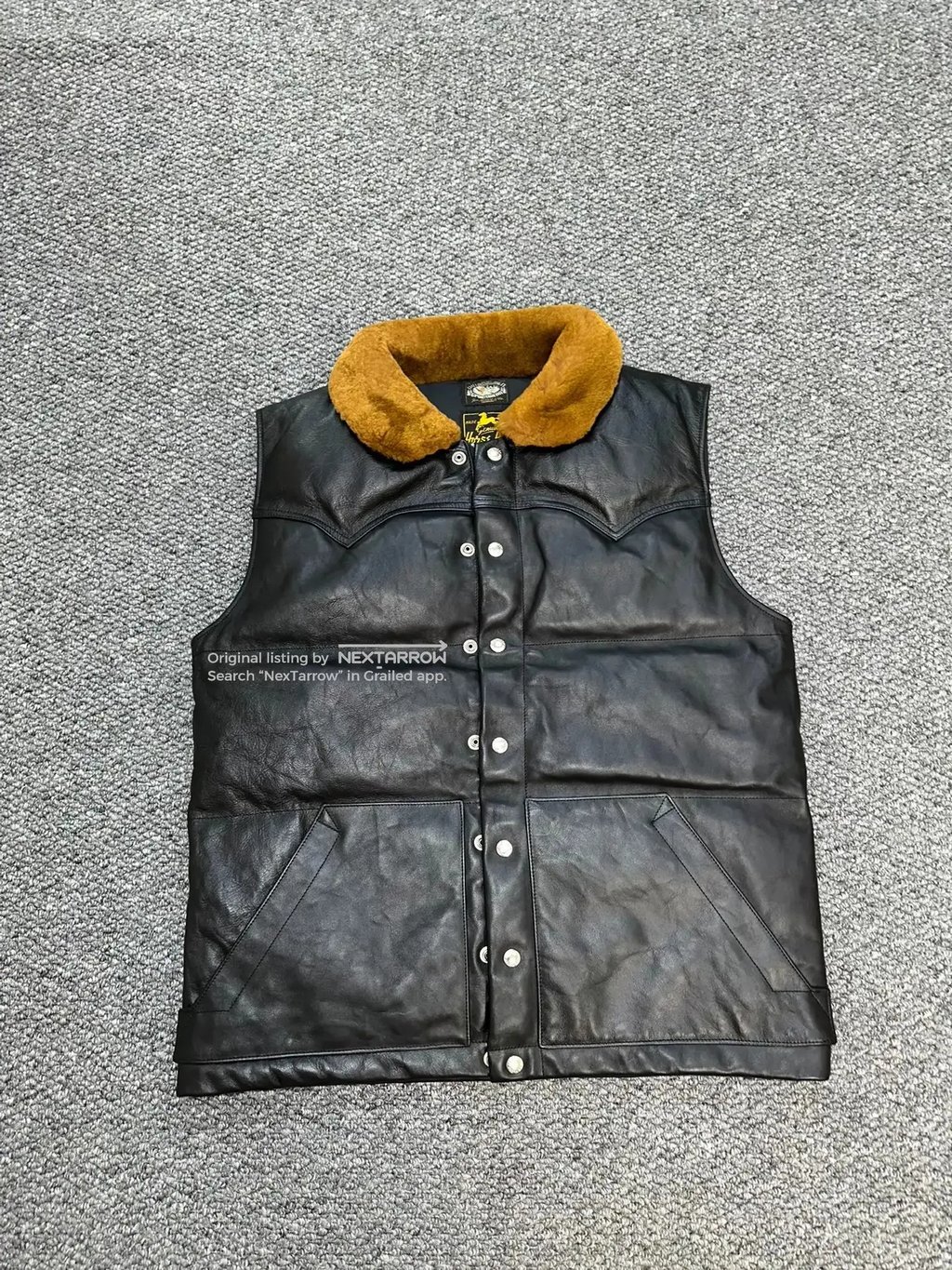 Real Mccoys Horsehide Down Vest 42/L-Xl in Black, Men's