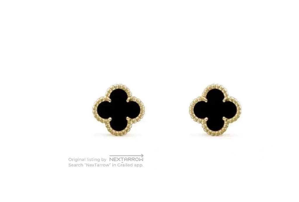 Vca Alhambra Clover Earrings Aaaa 052609 in Black, Women's