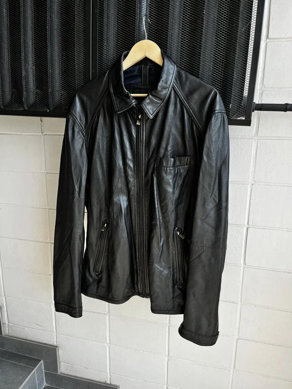 Massimo Dutti Leather Jacket 2XL in Black, Men's (Size Xxl)
