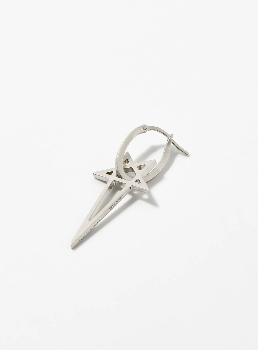 Aw26 Rick Owens "Tower" Pentagram Earring in Silver, Men's