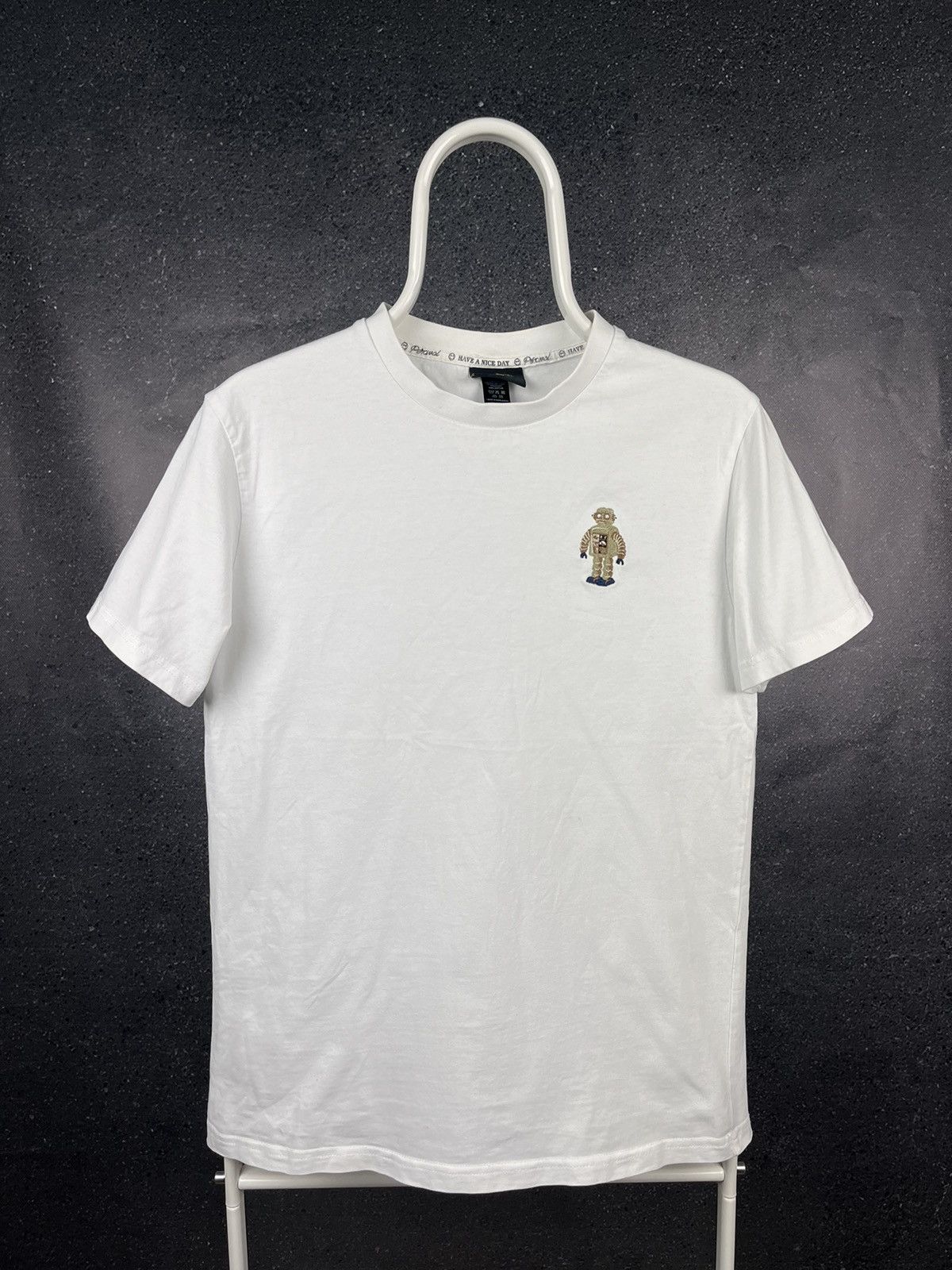 Men’S T-Shirt Percival Robot Designer Japanese Style Tee in White, Men's (Size Small)