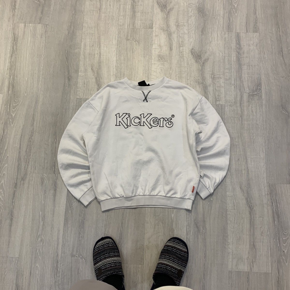Kickers Logo Boxy Oversized Usa Vintage 90's White Sweatshirt, Men's (Size Medium)