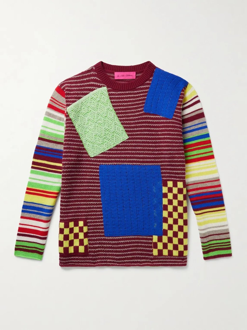 Moyen Patchwork Mercerised Wool And Cashmere-Blend Sweater, Men's