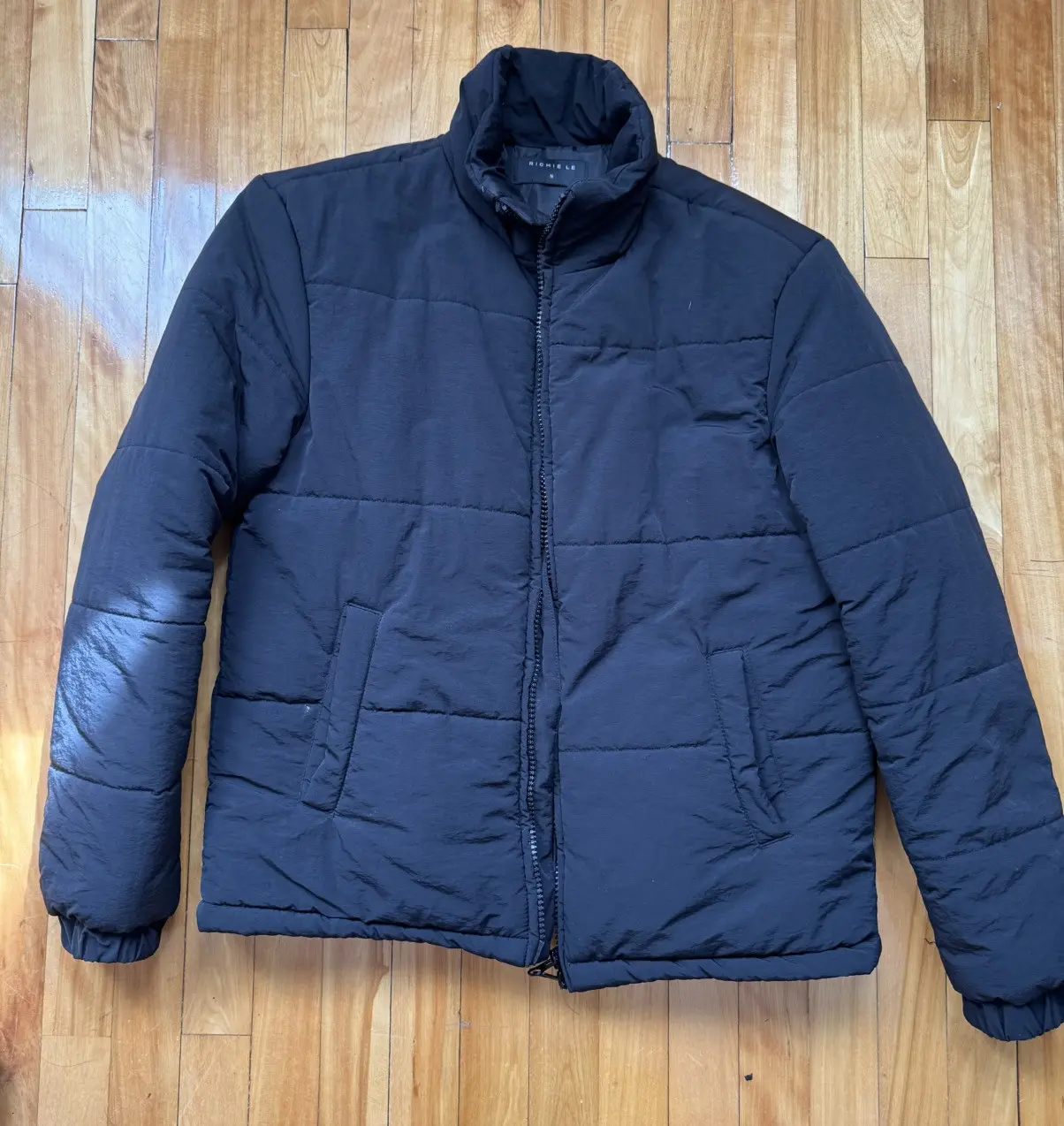 Richie Le Collection Nylon Puffer Jacket Black, Men's (Size Medium)