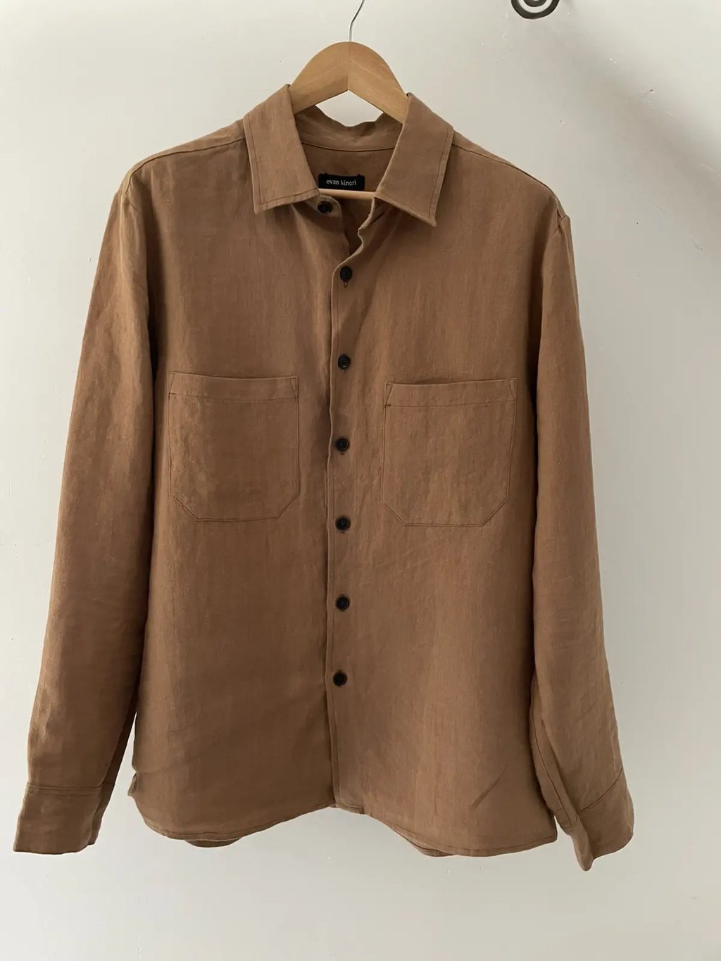 Two Pocket Shirt Evan Kinori In Linen Size L in Beige, Men's
