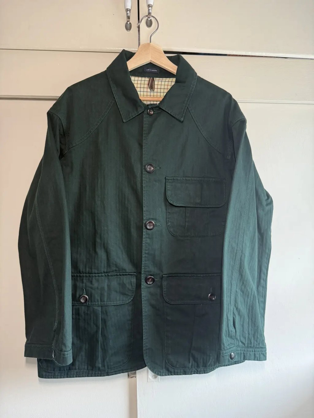 Drake’s Waxed Cotton Canvas Chasseur Jacket in Green, Men's (Size L)