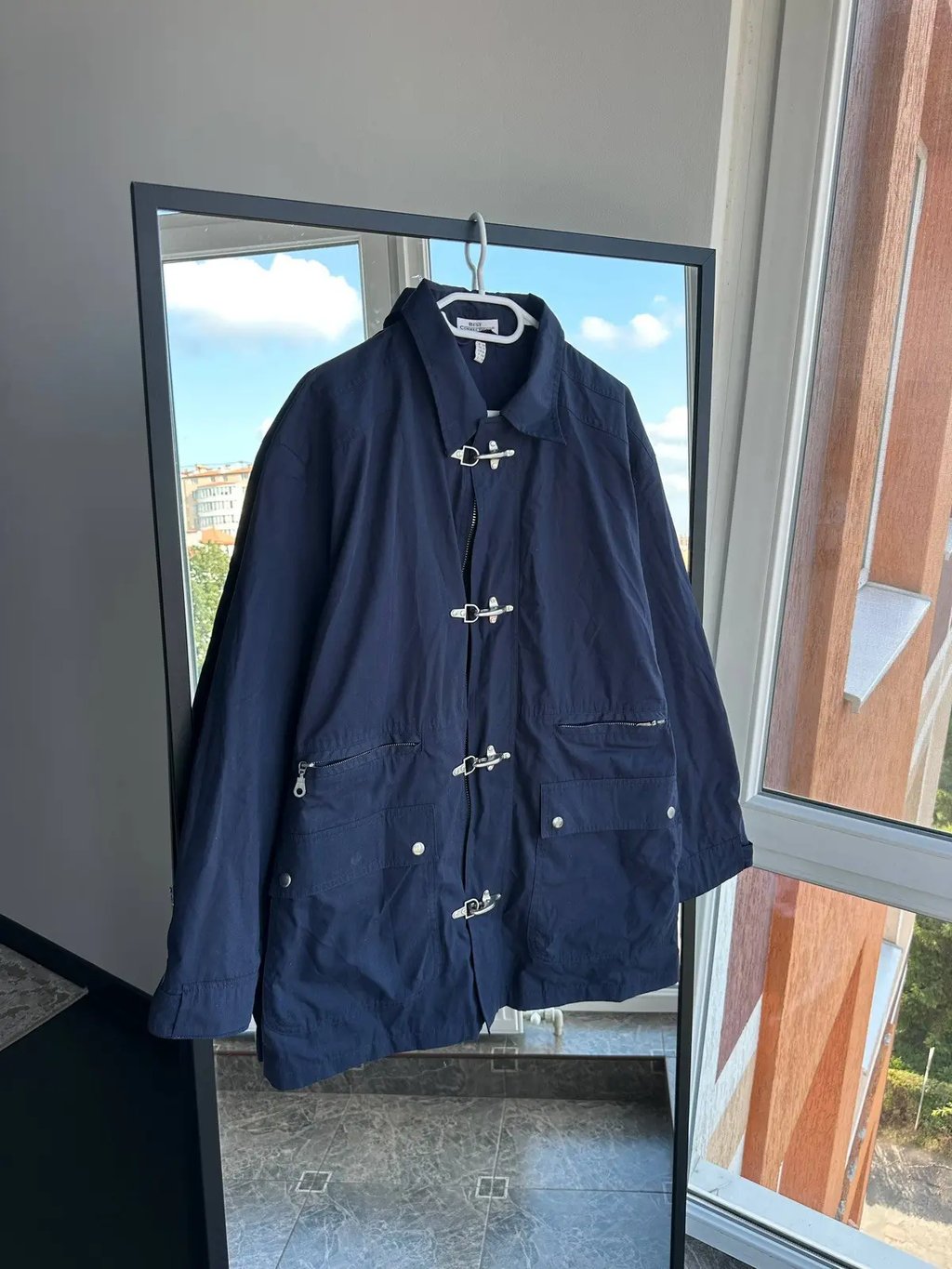 Vintage Best Connections Fireman Navy Jacket in Blue, Men's (Size L)