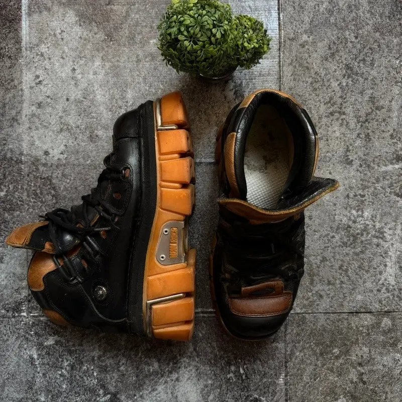 New Rock M.382 Terminator E-14 Ankle Boot Goth Orange in Black, Men's (Size 11)