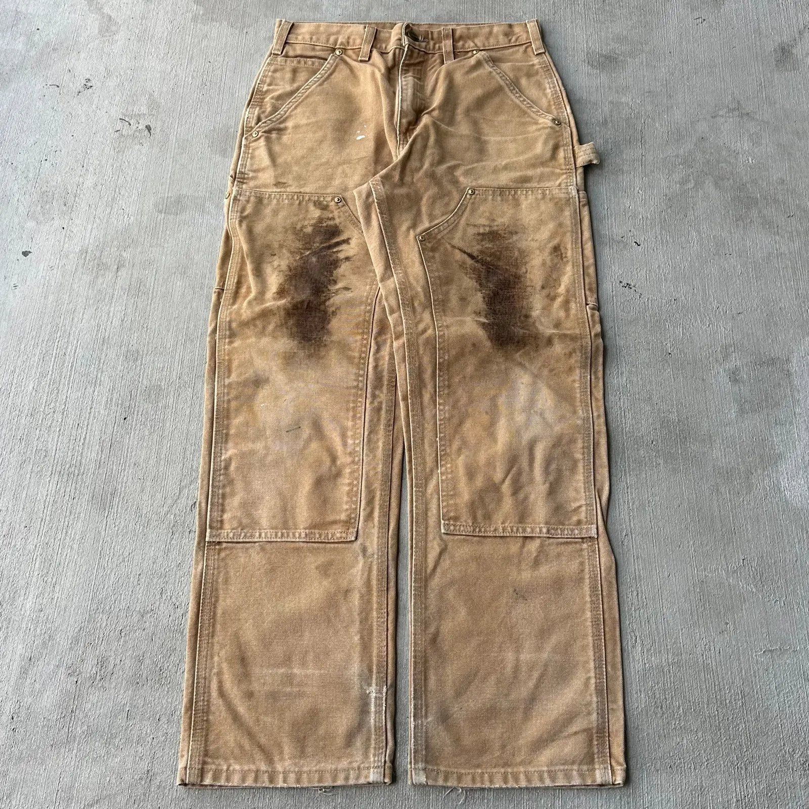 Y2K Carhartt Brown Double Knee Work Carpenter Pants, Men's (Size 28)