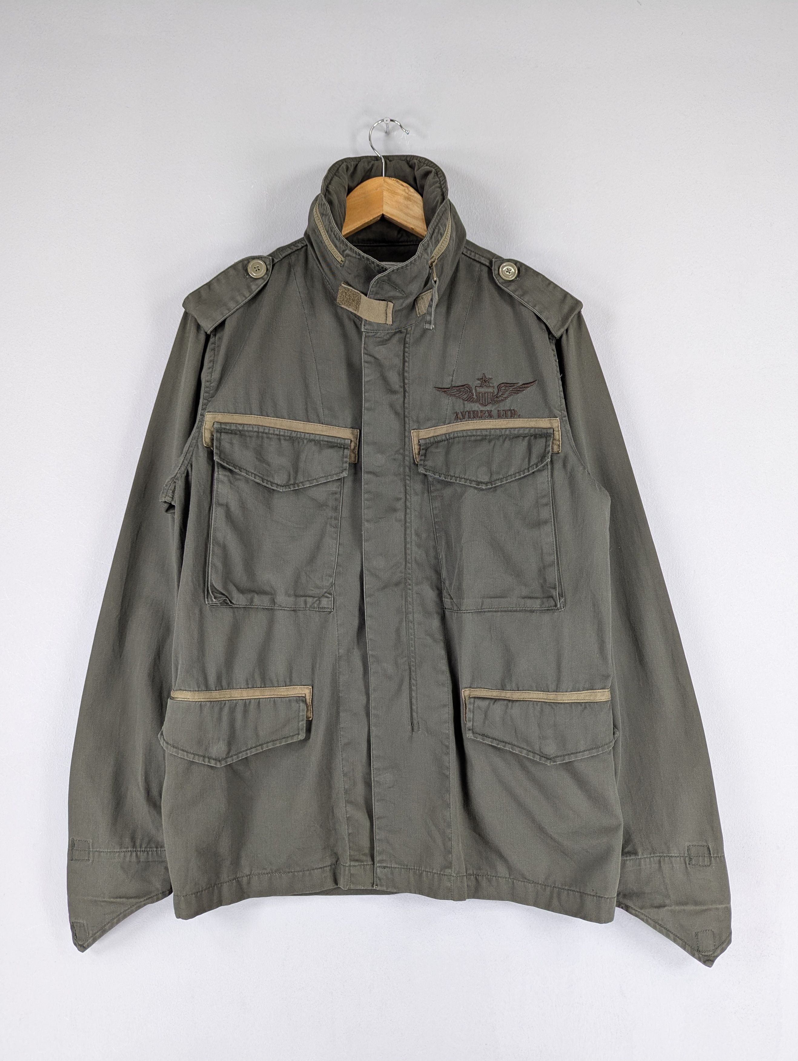 Avirex Military Multipocket Jacket With Hidden Hoodie Size L in Green, Men's