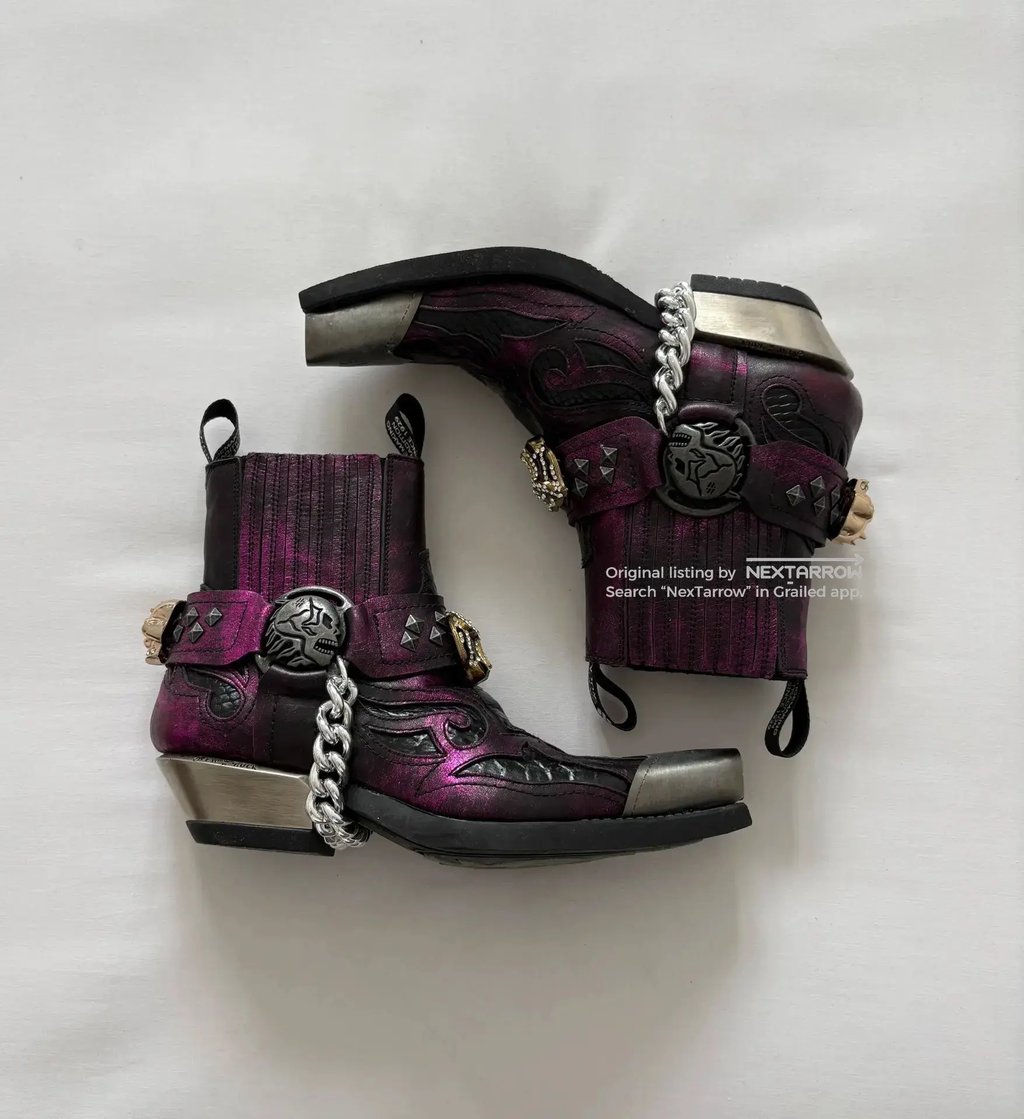 New Rock Punk Rivet Pointed Metal Toe 36 Boots, Women's