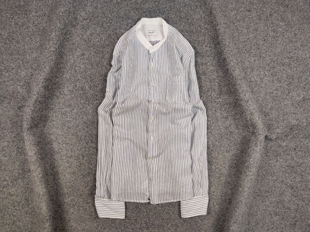 Glanshirt Japan Design Blue/white Striped Button Shirt, Men's (Size Medium)