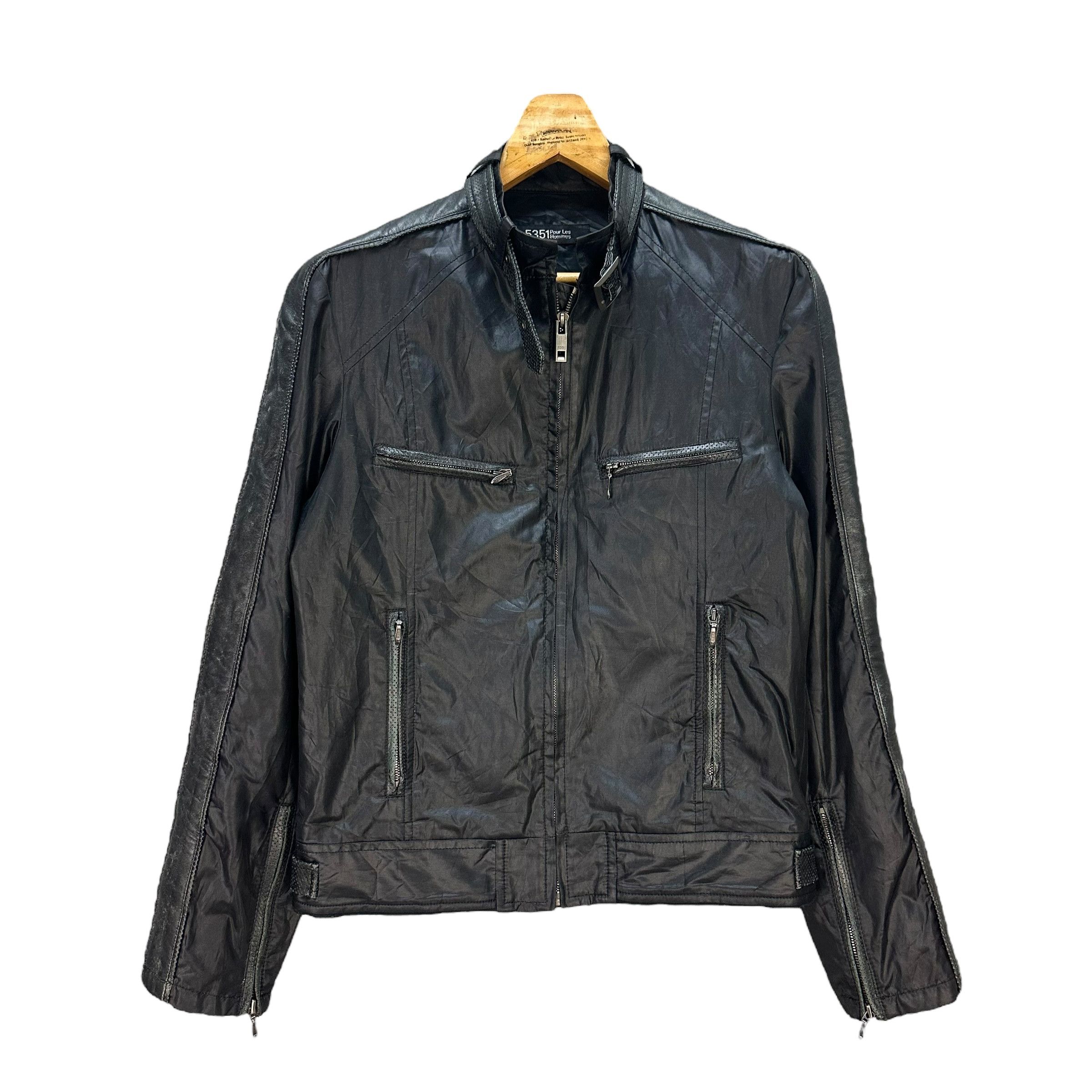 5351 Pour Les Hommes Black Leather Jacket 8884-034, Men's (Size Small)