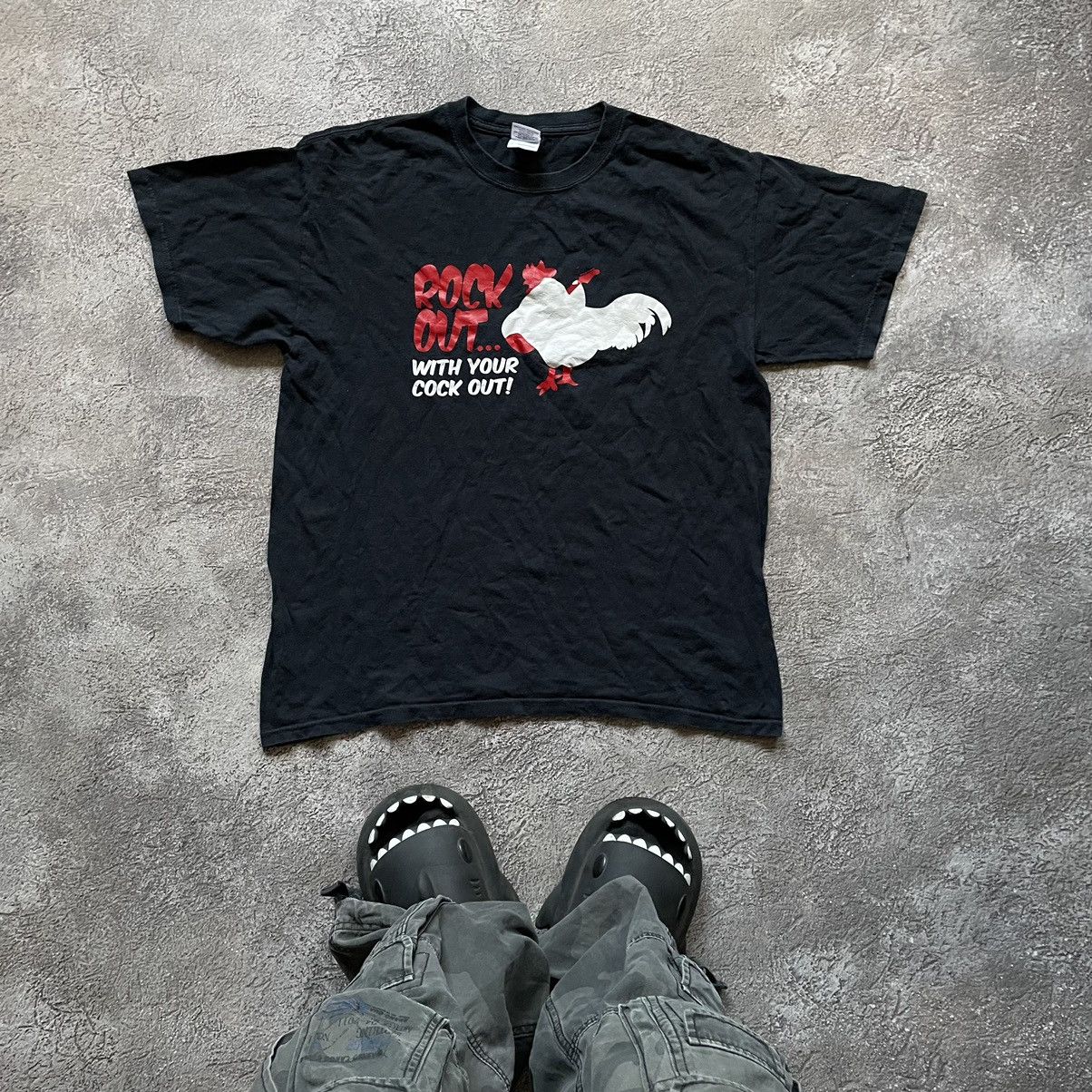 Band Tees Vintage Y2K Rock Out With Cock Out Porno Dirty Humor Y2K in Black, Men's (Size Large)