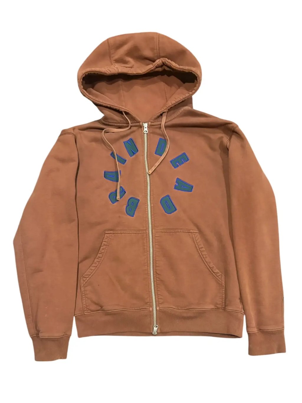 Braindead Collegiate Zip Up Hoodie in Brown, Men's (Size S)