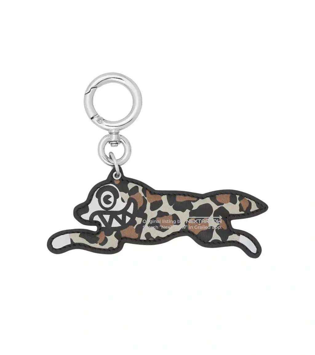 Bbc Leopard Print Running Dog Leather Keychain / Charm in Black, Men's