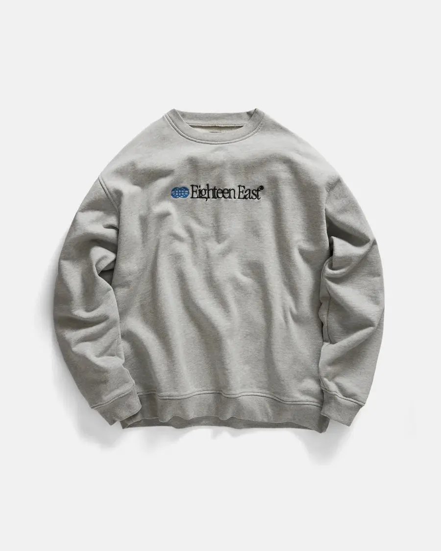 18 East Embroidered Crewneck in Gray, Men's