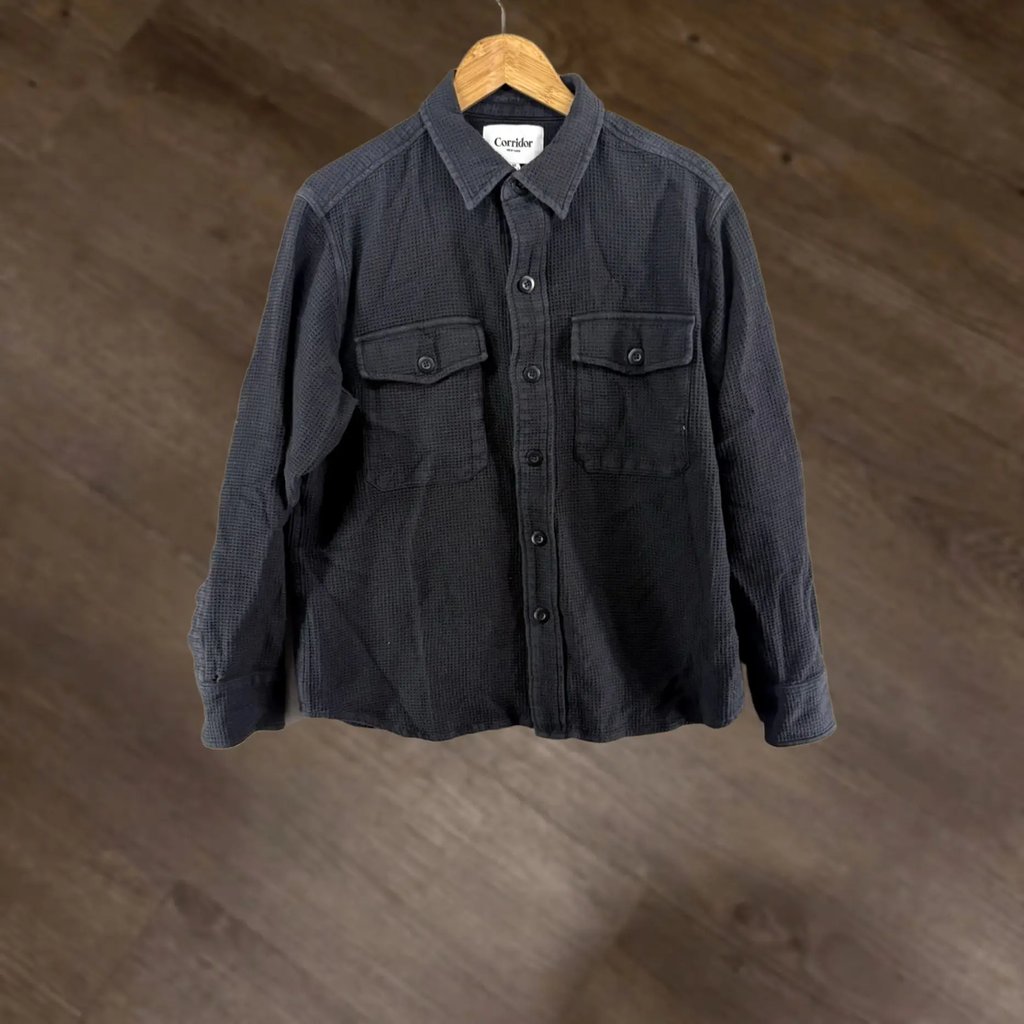Corridor Shirt Jacket Mens Medium Black Waffle Cotton Kingston, Men's