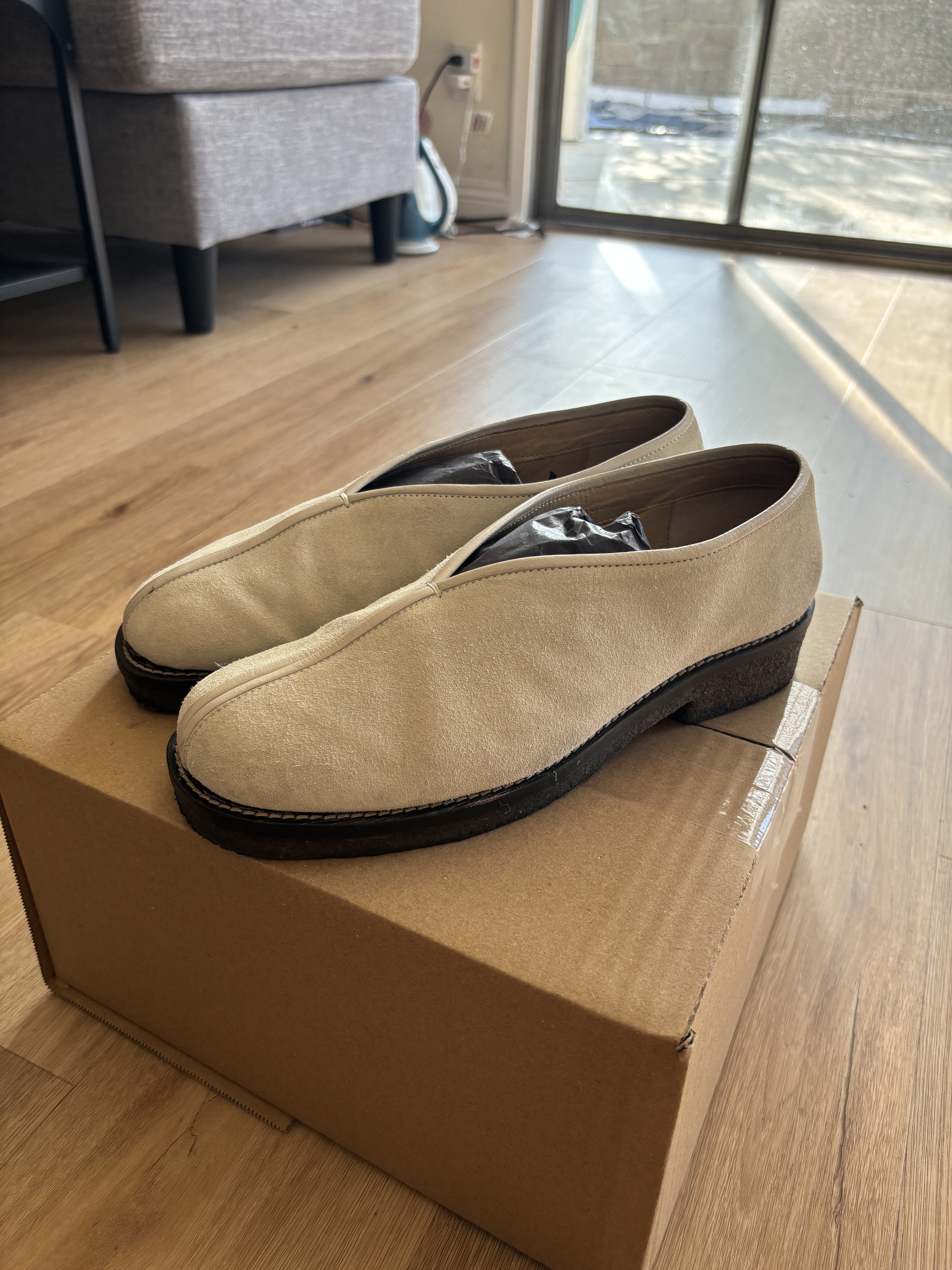 Lemaire Piped Slipper Misted Ivory in Beige, Men's (Size 9)