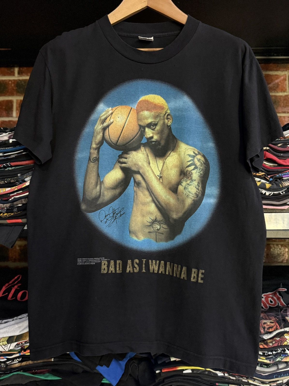Vintage 90's Dennis Rodman Bad As I Wanna Be Nba Faded Tee in Black, Men's (Size Large)