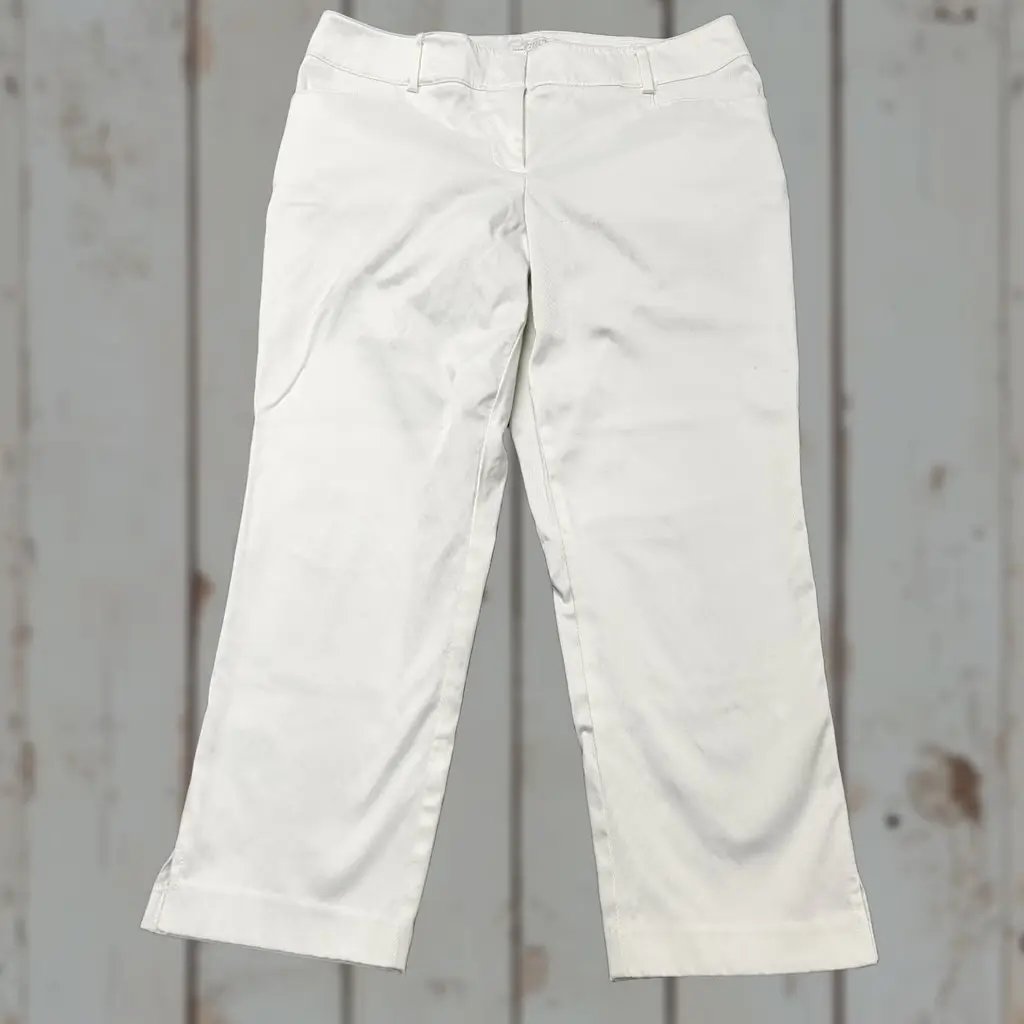 New York & Company Capri Pants Women's Size 8 White Stretch Crop Pockets Beach Date Night, Women's (Size 30)