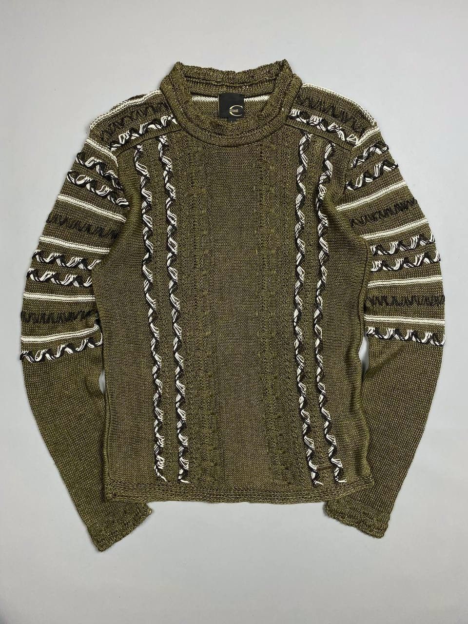 Vintage Roberto Cavalli Linen Knit Sweater in Green, Men's (Size Large)