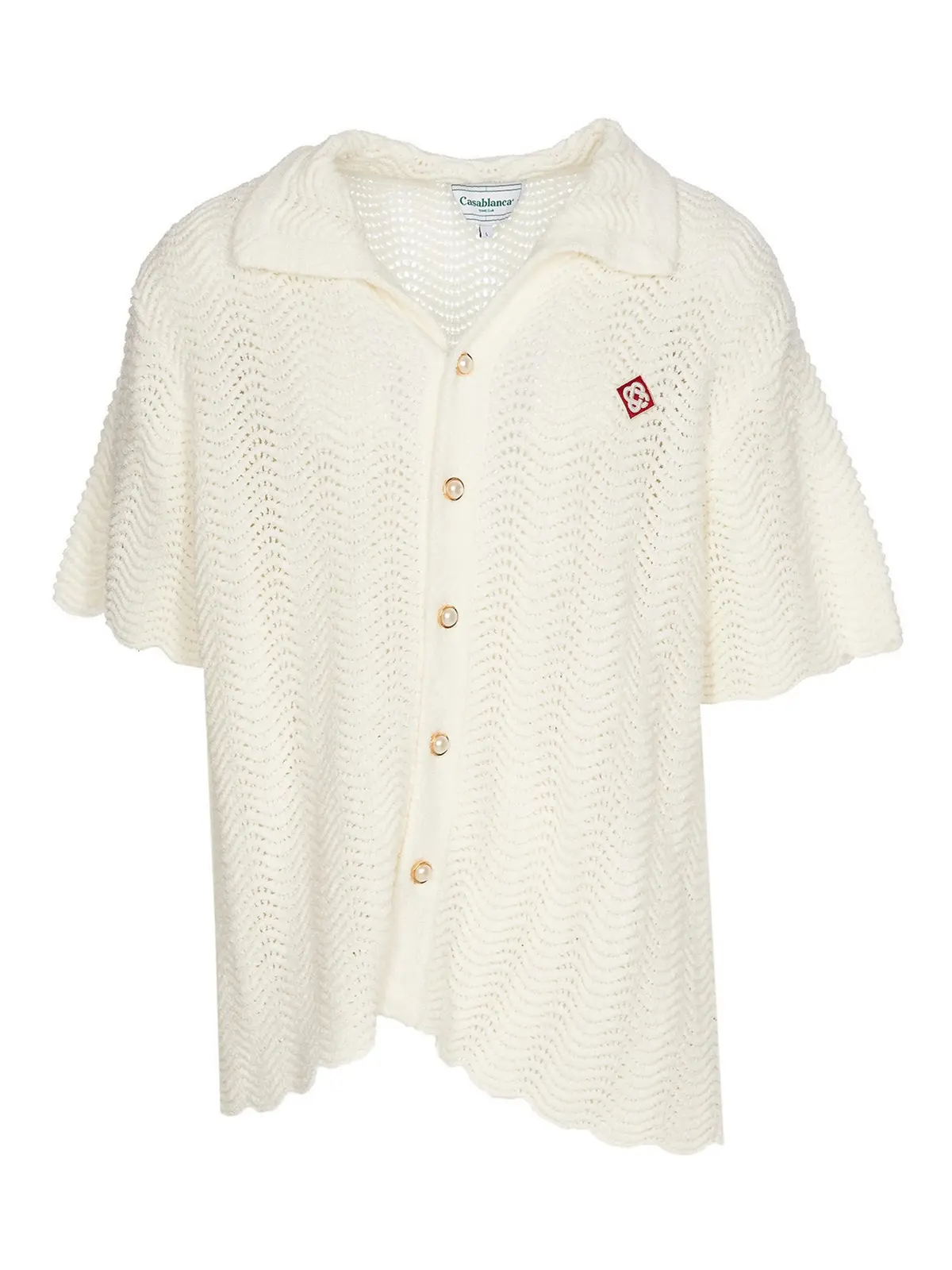 Casablanca Wavy Gradient Crochet Shirt in Beige, Men's (Size Large)