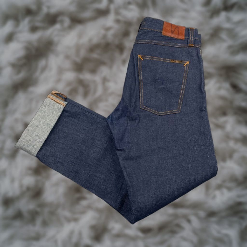 Vintage Nudie Jeans Co Men's Jeans Straight Leg Dark Wash Organic Cotton 90's Retro 32X34 in Blue