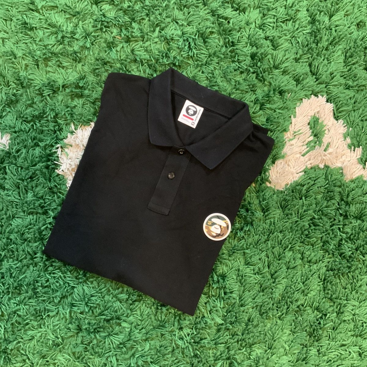 Aape Black Polo Shirt, Men's (Size Medium)