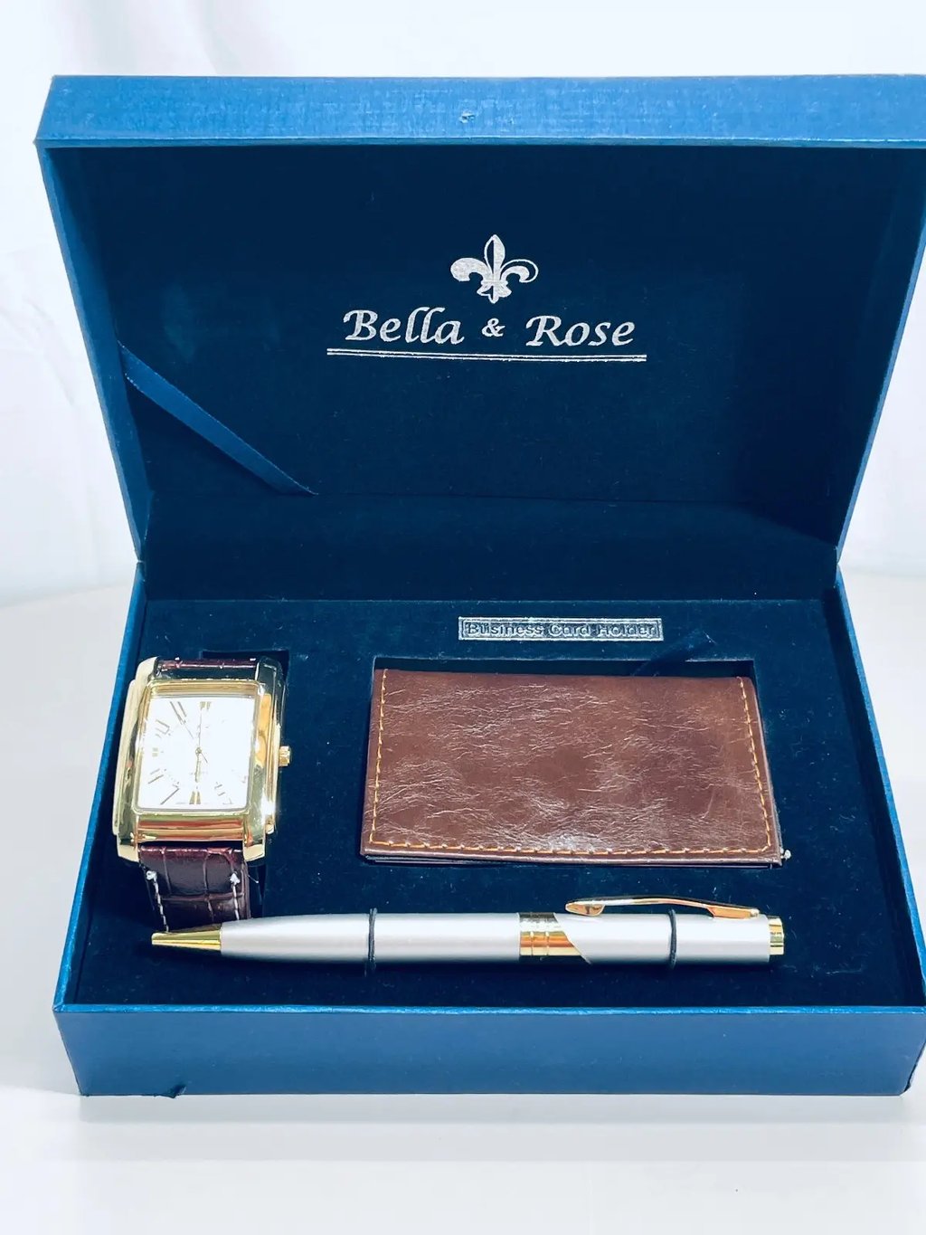 2000's Vintage Bella & Rose Men's Watch, Pen Gift Set in Brown, Men's