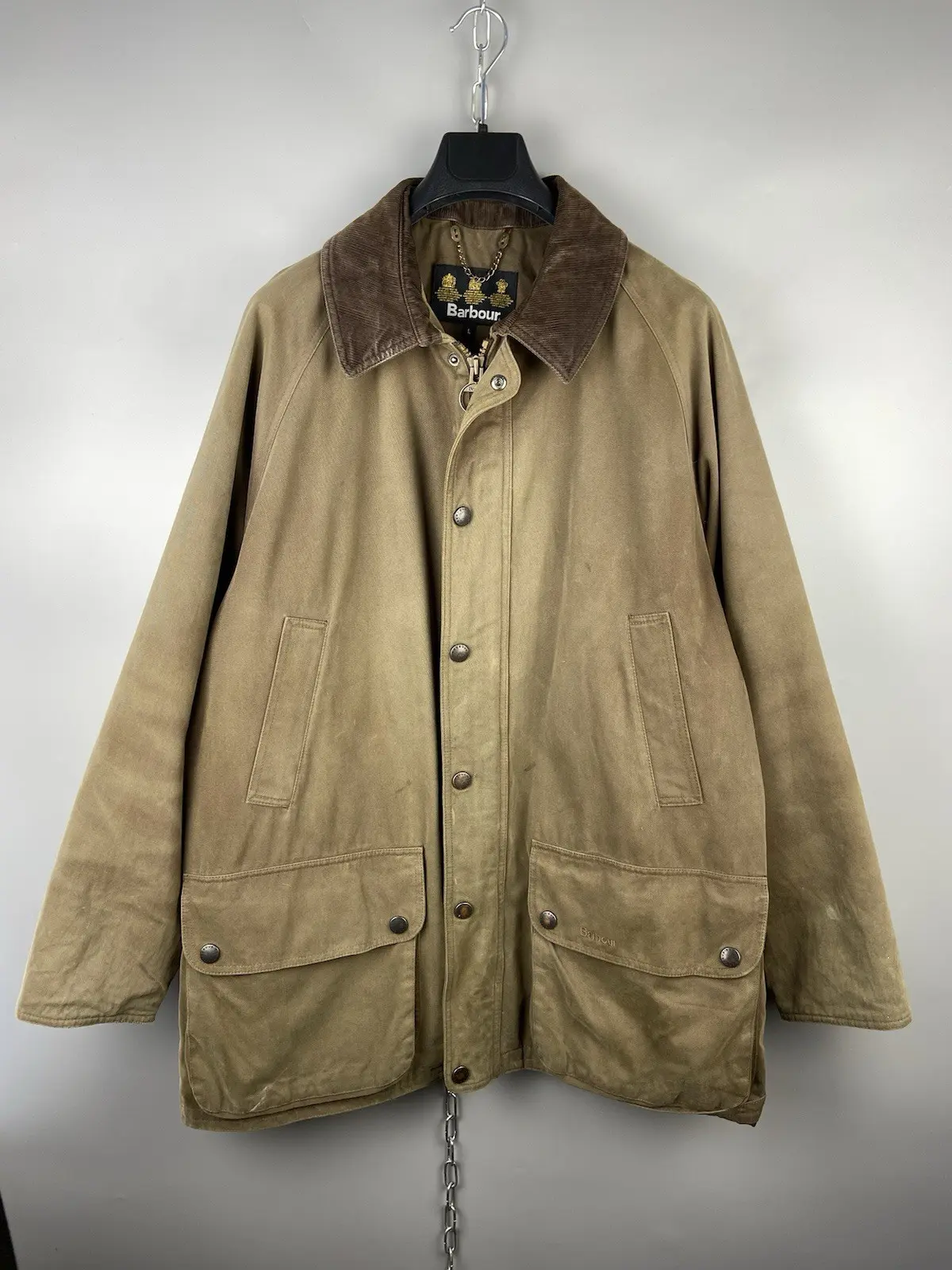 Barbour Soft Cotton Beige Beaufort Jkt Long Coat Jacket, Men's (Size Large)