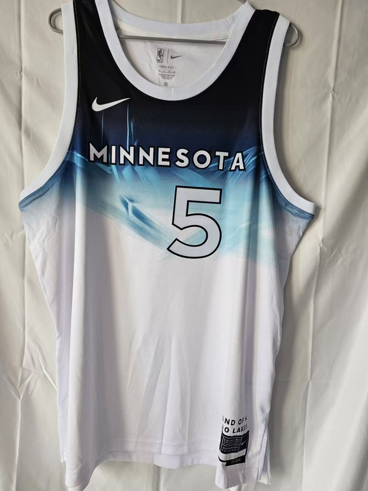Nba Minnesota Timberwolves 5 Anthony Edwards Jersey City XL in White, Men's