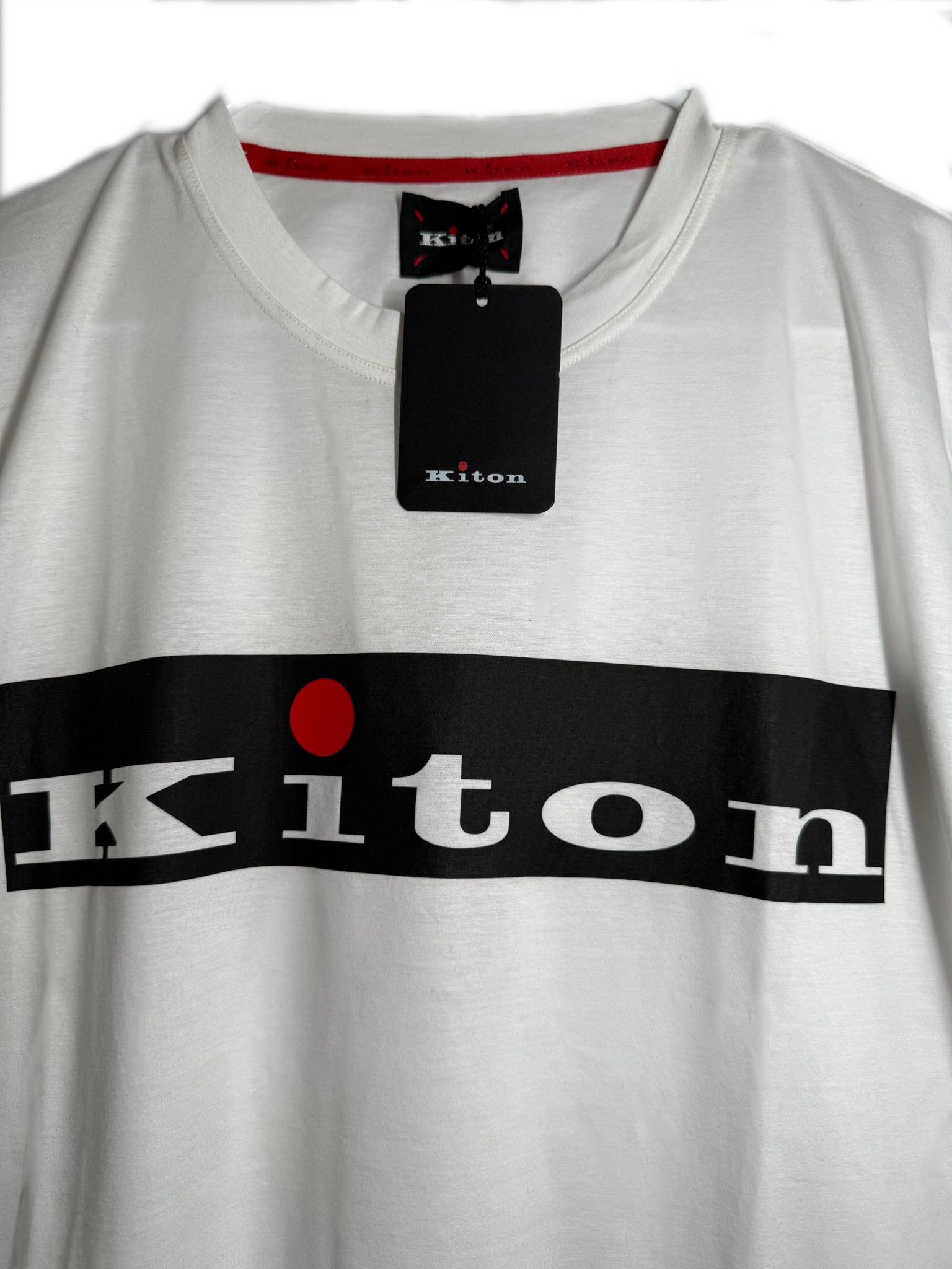 Kiton White Logo T-Shirt — Made In Italy, Men's (Size XL)
