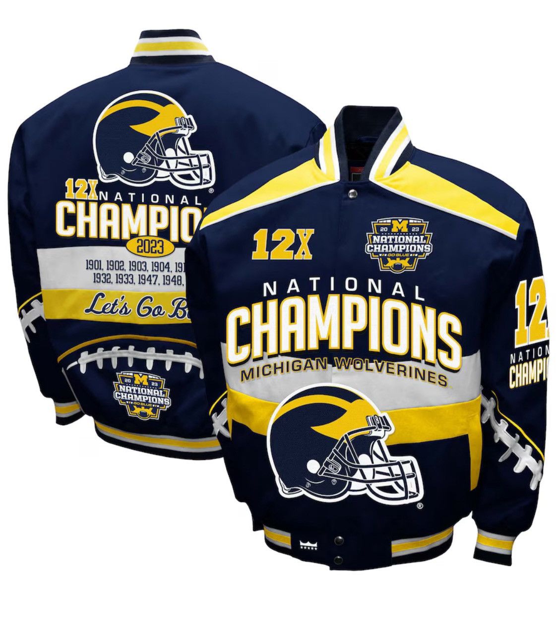 NCAA Michigan Wolverines Champions Franchise Club Bomber in Blue, Men's (Size Small)