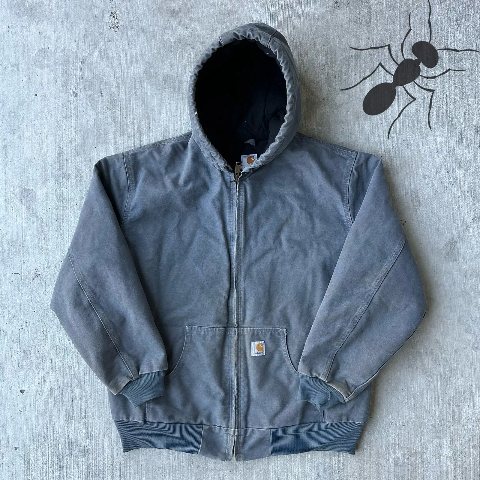 Y2K Carhartt Womens Wj140 Stm Blue Hooded Jacket, Men's (Size XL)