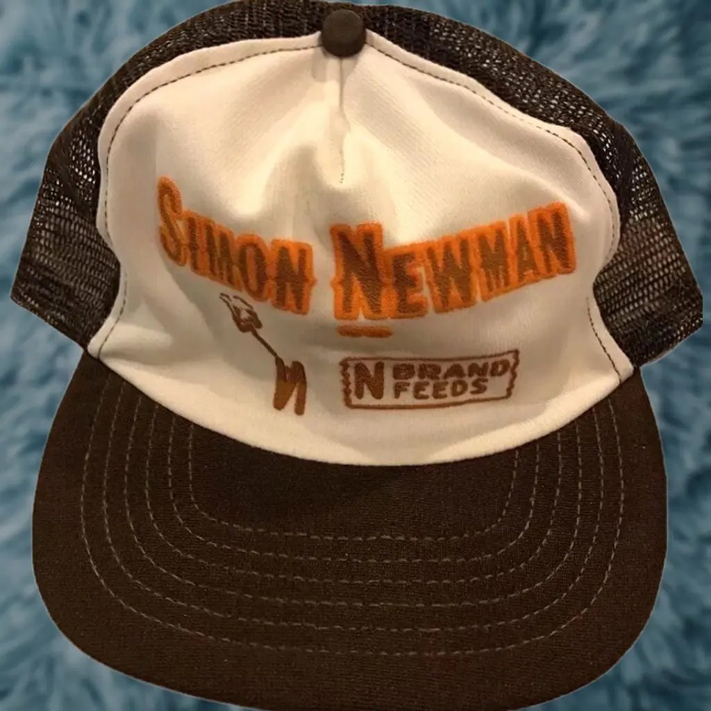 Vintage 80s Hat Snapback Mesh Farmer Cap Simon Newman N Brand Feeds, Men's